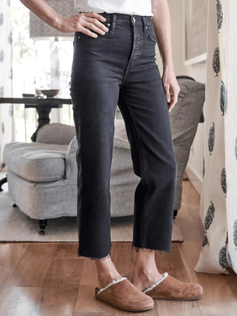 Frank & Eileen Black Fray Hem High Rise Monaghan Jeans NEW Size 28 USA Made